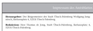Amtsblatt Übach-Palenberg, Impressum